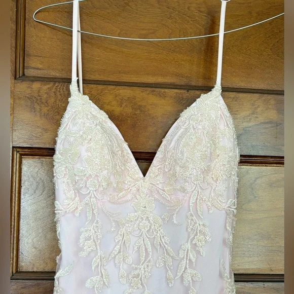 Strappy-Back Long Light Pink Prom Dress by Faviana - Picture 13 of 16